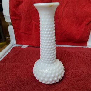 Vintage E.O. Brody Co. White Milk Glass Hobnail Vases 7 5/8 " Tall - NR